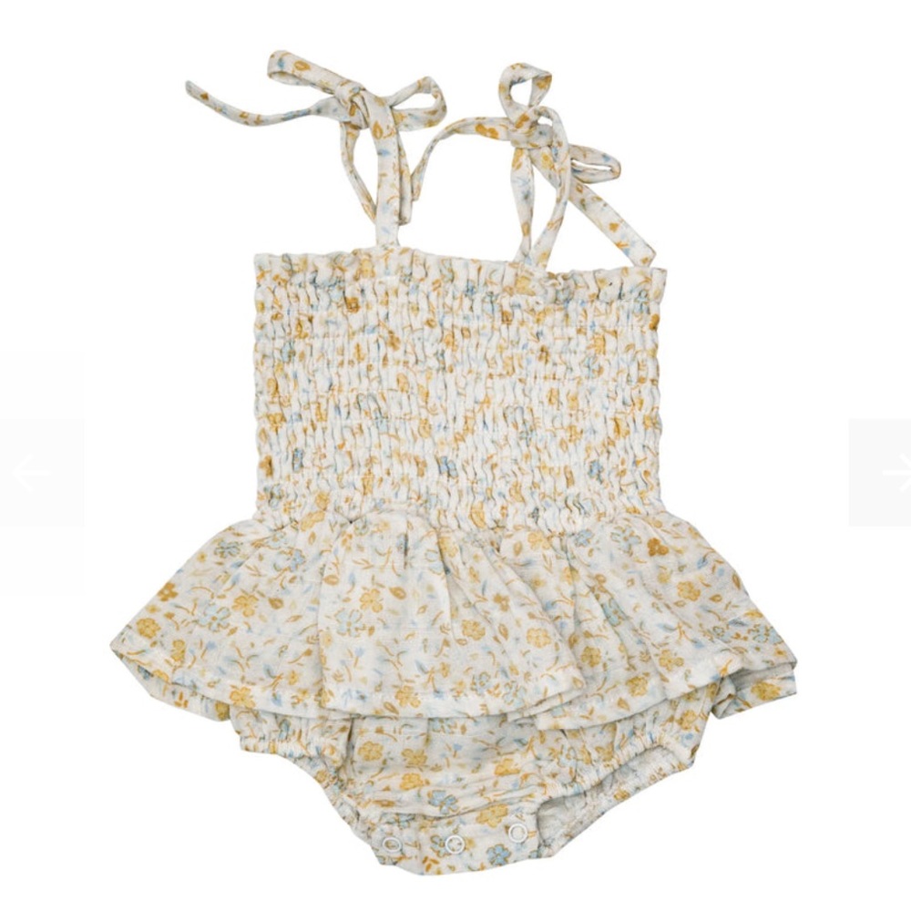 Angel Dear Smocked Bubble W/ Skirt - FLAXEN FLORAL